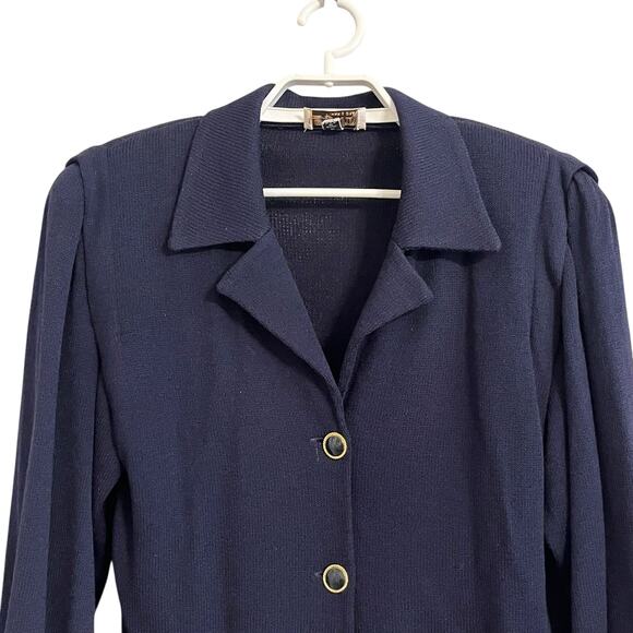 Vintage St. John Wool Navy Blue Cardigan Sweater Jacket - Picture 4 of 9